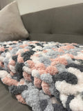 Limited Edition: Loop Yarn Chunky Knit Throw Blanket in Pink Blush & Grey