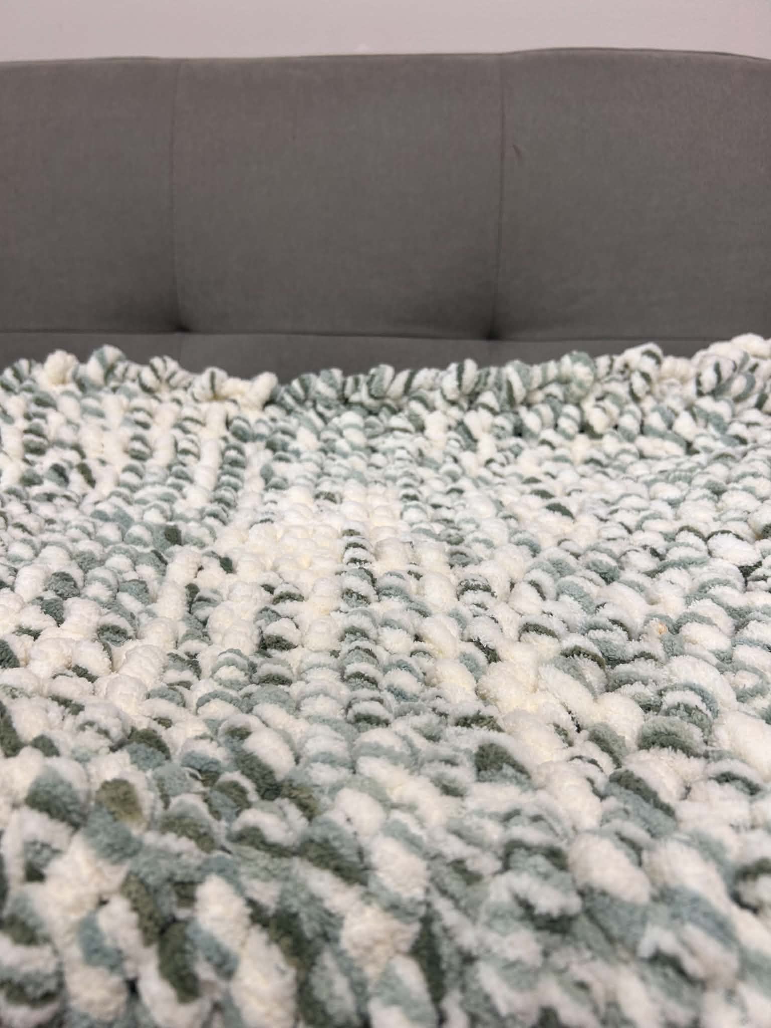 Limited Edition: Loop Yarn Chunky Knit Throw Blanket in Sage & Cream