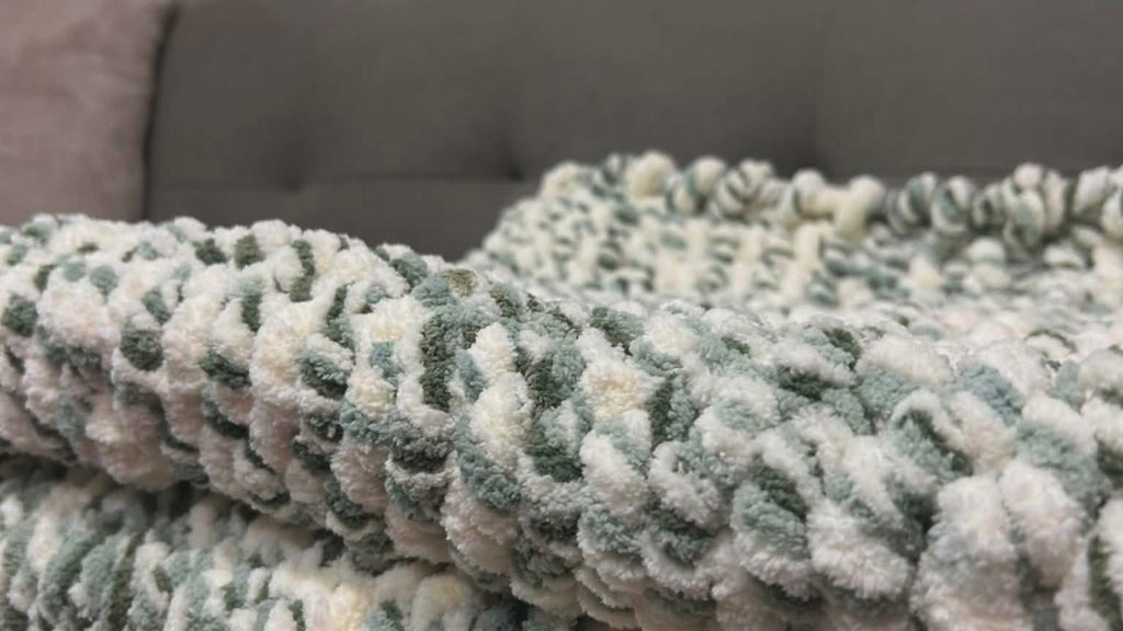 Limited Edition: Loop Yarn Chunky Knit Throw Blanket in Sage & Cream